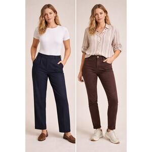 Bundle Offer – Navy Dress Pants & Brown Buffalo Skinny Pants Size 14